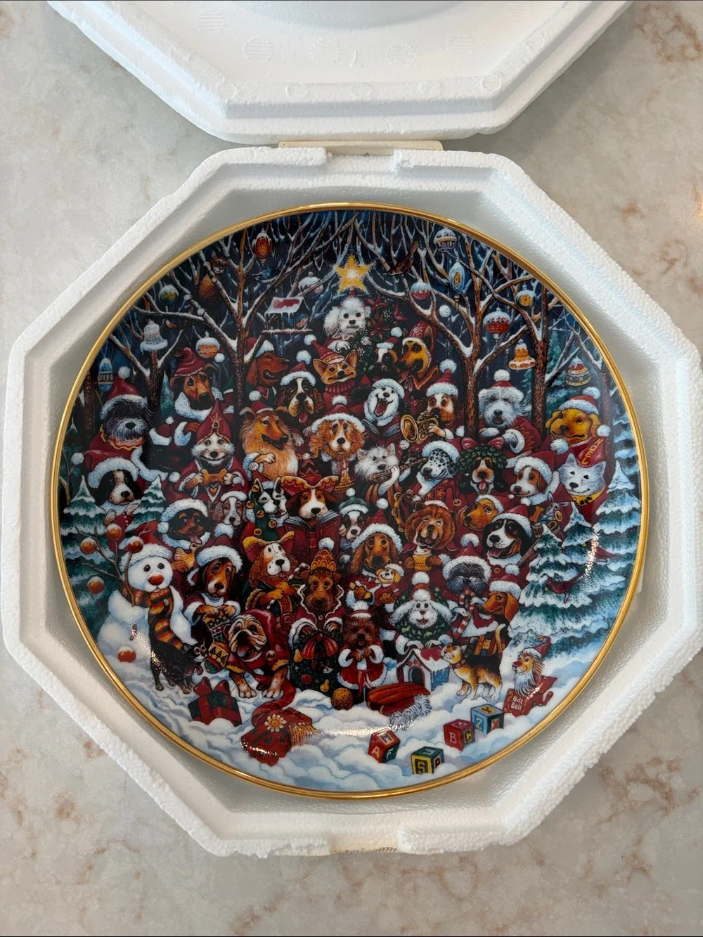 Santa Paws by Bill Bell Limited Edition Holiday Dogs Collector Plate
